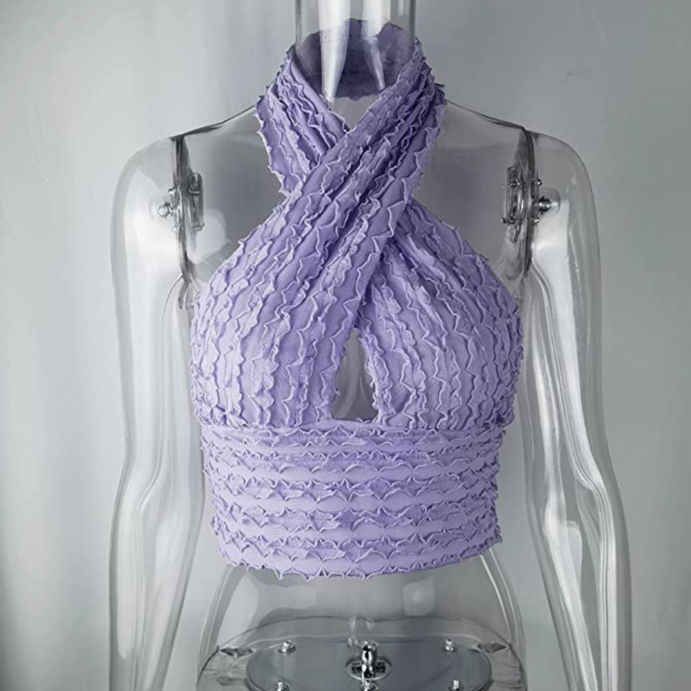 GREEN Criss Cross Halter Neck Top